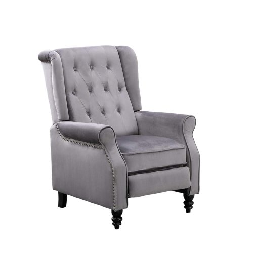Althorpe Velvet Grey Push Back Recliner Armchair