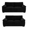 Amalfi Jumbo Cord Black Sofa 3+2 Fabric Sofa in Black