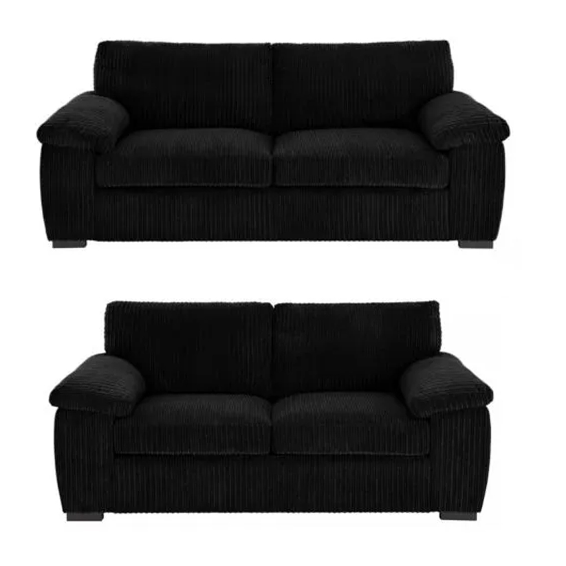 Amalfi Jumbo Cord Black Sofa 3+2 Fabric Sofa in Black Amalfi Jumbo Cord Black Sofa 3+2 Fabric Sofa in Black