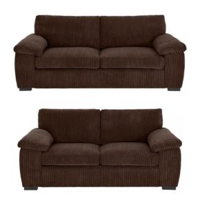 Amalfi Jumbo Cord Chocolate Sofa 3+2 Fabric Sofa in Chocolate