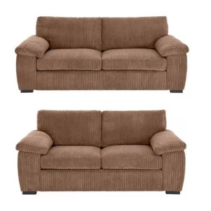 Amalfi Jumbo Cord Coffee Sofa 3+2 Fabric Sofa in Coffee