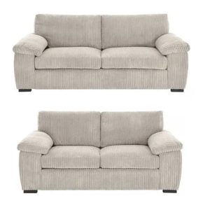 Amalfi Jumbo Cord Cream Sofa 3+2 Fabric Sofa in Cream