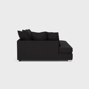 Chiswick Chenille 4 Seater Fabric Corner Sofa in Black with Footstool - Image 7