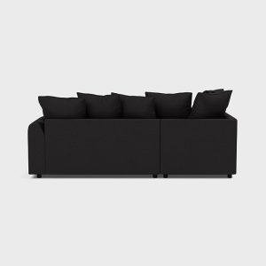 Chiswick Chenille 4 Seater Fabric Corner Sofa in Black with Footstool - Image 6