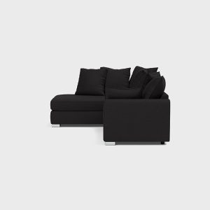 Chiswick Chenille 4 Seater Fabric Corner Sofa in Black with Footstool - Image 5
