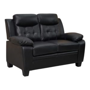 Aura Leather 3+2 Seater Sofa in Black - Image 5