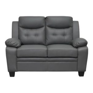Aura Leather 3+2 Seater Sofa in Grey - Image 4