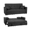 Malthe Linen Fabric 3 Seater Pullout Sofa Bed in Dark Grey