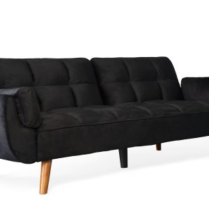 Alternative view of Ashby Velvet 3-Seater Sofa Bed Futon Settee with Wooden Legs in Black