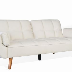 Alternative view of Ashby Velvet 3-Seater Sofa Bed Futon Settee with Wooden Legs in Cream