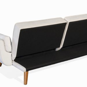 Ashby Velvet 3-Seater Sofa Bed Futon Settee with Wooden Legs in Cream Ashby Velvet 3-Seater Sofa Bed Futon Settee with Wooden Legs in Cream - Image 4
