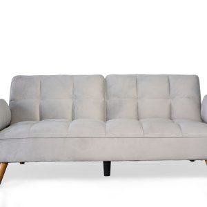 Alternative view of Ashby Velvet 3-Seater Sofa Bed Futon Settee with Wooden Legs in Light Grey