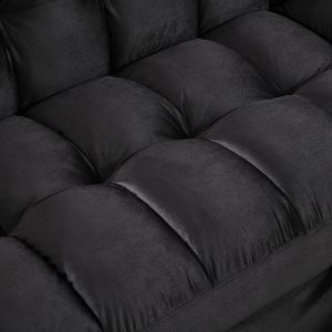 Madrid Velvet 3 Seater Pullout Sofa Bed in Black with Reversible Storage Chaise Madrid Velvet 3 Seater Pullout Sofa Bed in Black with Reversible Storage Chaise - Image 6