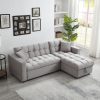 Madrid Velvet 3 Seater Pullout Sofa Bed in Grey with Reversible Storage Chaise
