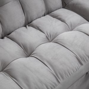 Madrid Velvet 3 Seater Pullout Sofa Bed in Grey with Reversible Storage Chaise - Image 7