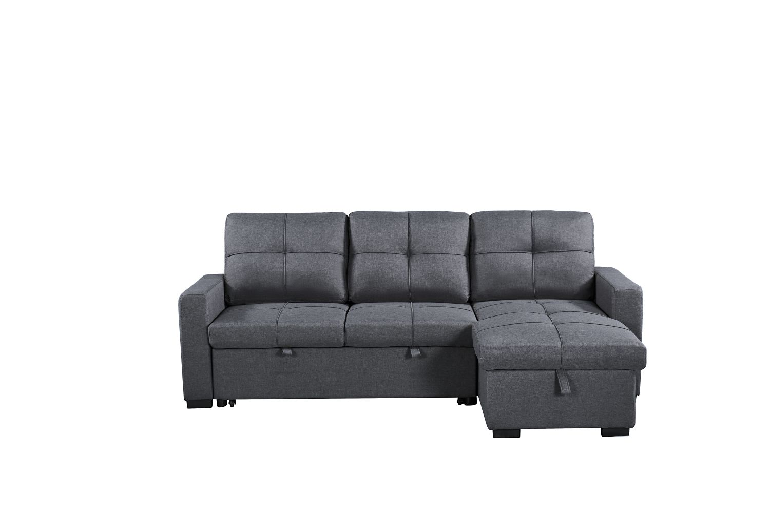 Naples Linen 3-Seater L Shape Sofa with Storage Chaise, Pullout Footrest & Drop-Down Drinks Holder in Dark Grey Naples Linen 3-Seater L Shape Sofa with Storage Chaise, Pullout Footrest & Drop-Down Drinks Holder in Dark Grey - Image 4
