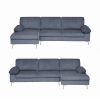 Venosa Jumbo Cord 3 Seater L-Shape Sofa in Grey