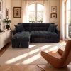 Modena Jumbo Cord 3 Seater Pull-Out Sofa Bed with Reversible Storage Chaise - Black