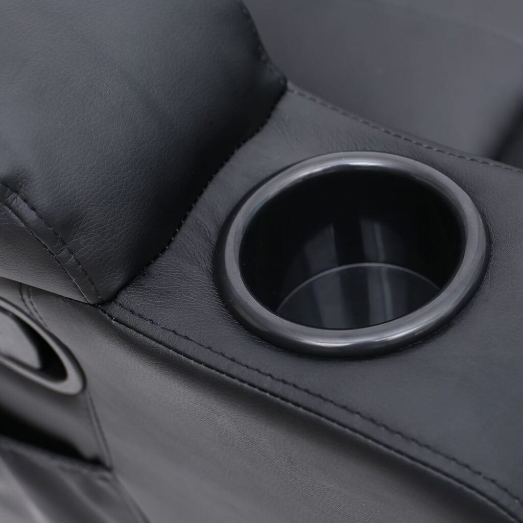 Copenhagan Leather Manual Recliner Armchair with Heat Massager in Black