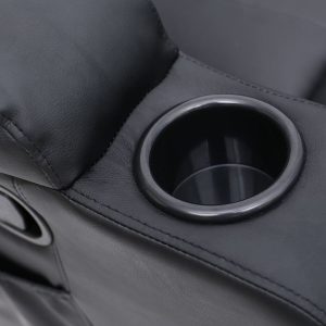Copenhagan Leather Manual Recliner Armchair with Heat Massager in Black - Image 8