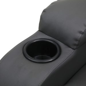Copenhagan Leather Manual Recliner Armchair with Heat Massager in Grey - Image 8