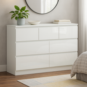 Carlton 7 Drawer Cabinet in Gloss White