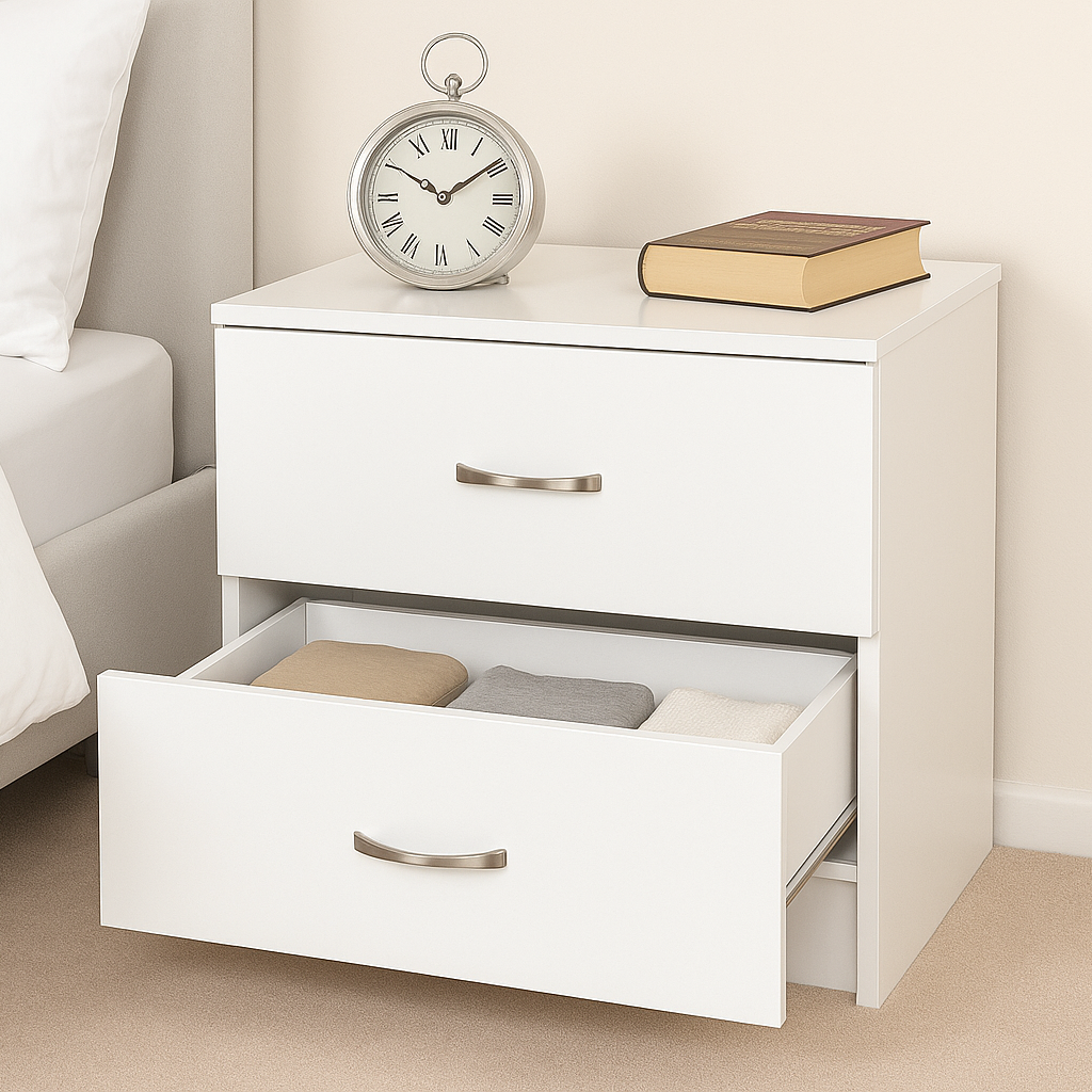 Chiswick 2 Drawer Bedside Cabinet in Gloss White Chiswick 2 Drawer Bedside Cabinet in Gloss White - Image 3
