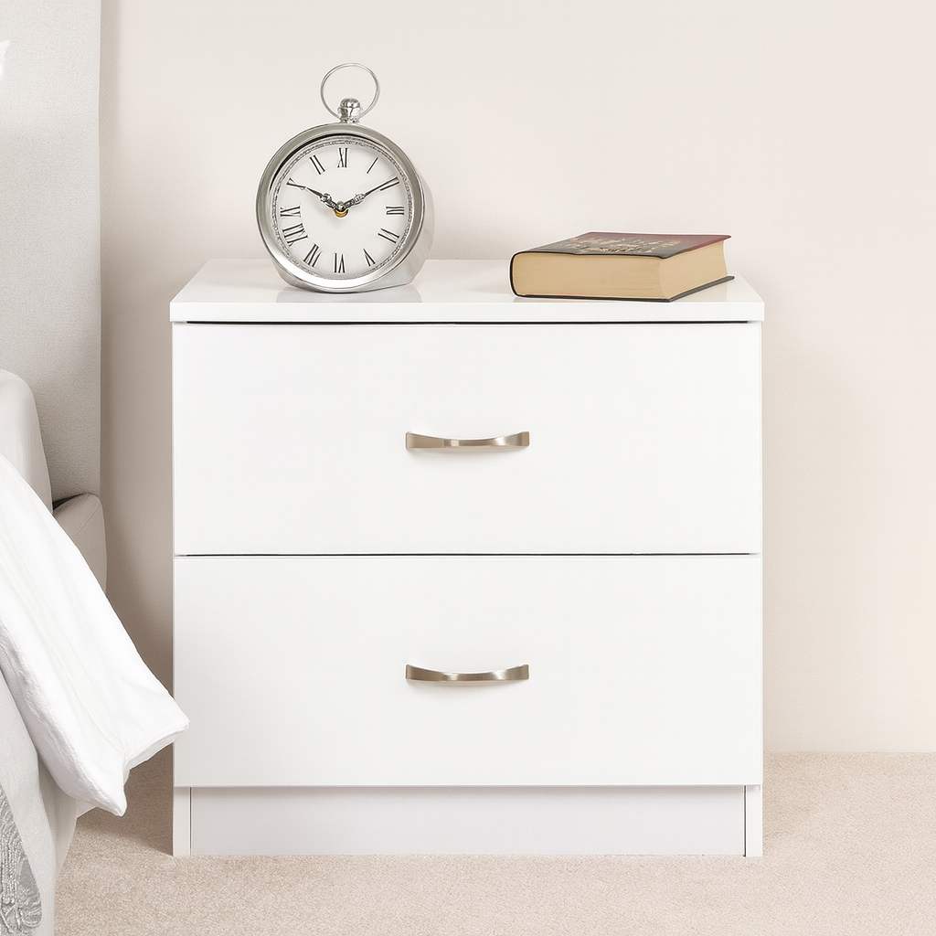 Chiswick 2 Drawer Bedside Cabinet in Gloss White Chiswick 2 Drawer Bedside Cabinet in Gloss White