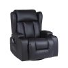 Copenhagan Leather Manual Recliner Armchair with Heat Massager in Black