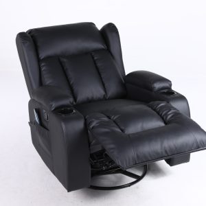 Alternative view of Copenhagan Leather Manual Recliner Armchair with Heat Massager in Black