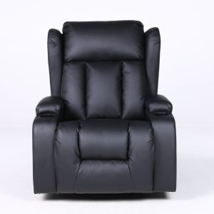 Copenhagan Leather Manual Recliner Armchair with Heat Massager in Black - Image 6