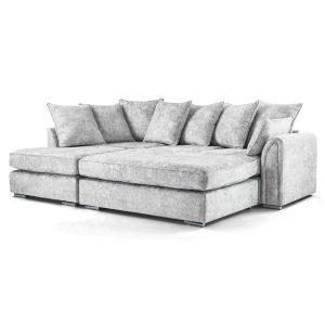 Alternative view of Chiswick Chenille 4 Seater Fabric Corner Sofa in Silver with Footstool