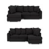 Chiswick Chenille 4 Seater Fabric Corner Sofa in Black with Footstool