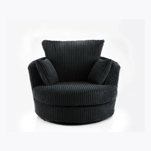 Dylan Jumbo Cord Fabric Swivel Chair Armchair in Black