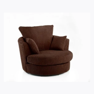 Dylan Jumbo Cord Fabric Swivel Chair Armchair in Chocolate