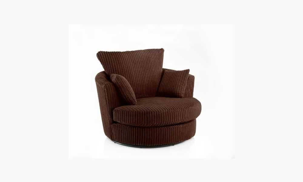 Dylan Jumbo Cord Fabric Swivel Chair Armchair in Chocolate Dylan Jumbo Cord Fabric Swivel Chair Armchair in Chocolate