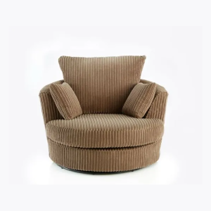 Dylan Jumbo Cord Fabric Swivel Chair Armchair in Coffee