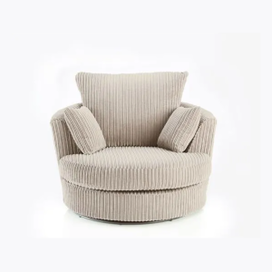 Dylan Jumbo Cord Fabric Swivel Chair Armchair in Cream