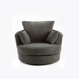 Dylan Jumbo Cord Fabric Swivel Chair Armchair in Grey