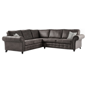 Oakland Suede 4-5 Seater Corner Sofa in Charcoal Black Fabric