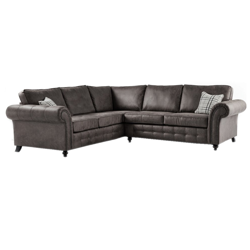 Oakland Suede 4-5 Seater Corner Sofa in Charcoal Black Fabric Oakland Suede 4-5 Seater Corner Sofa in Charcoal Black Fabric