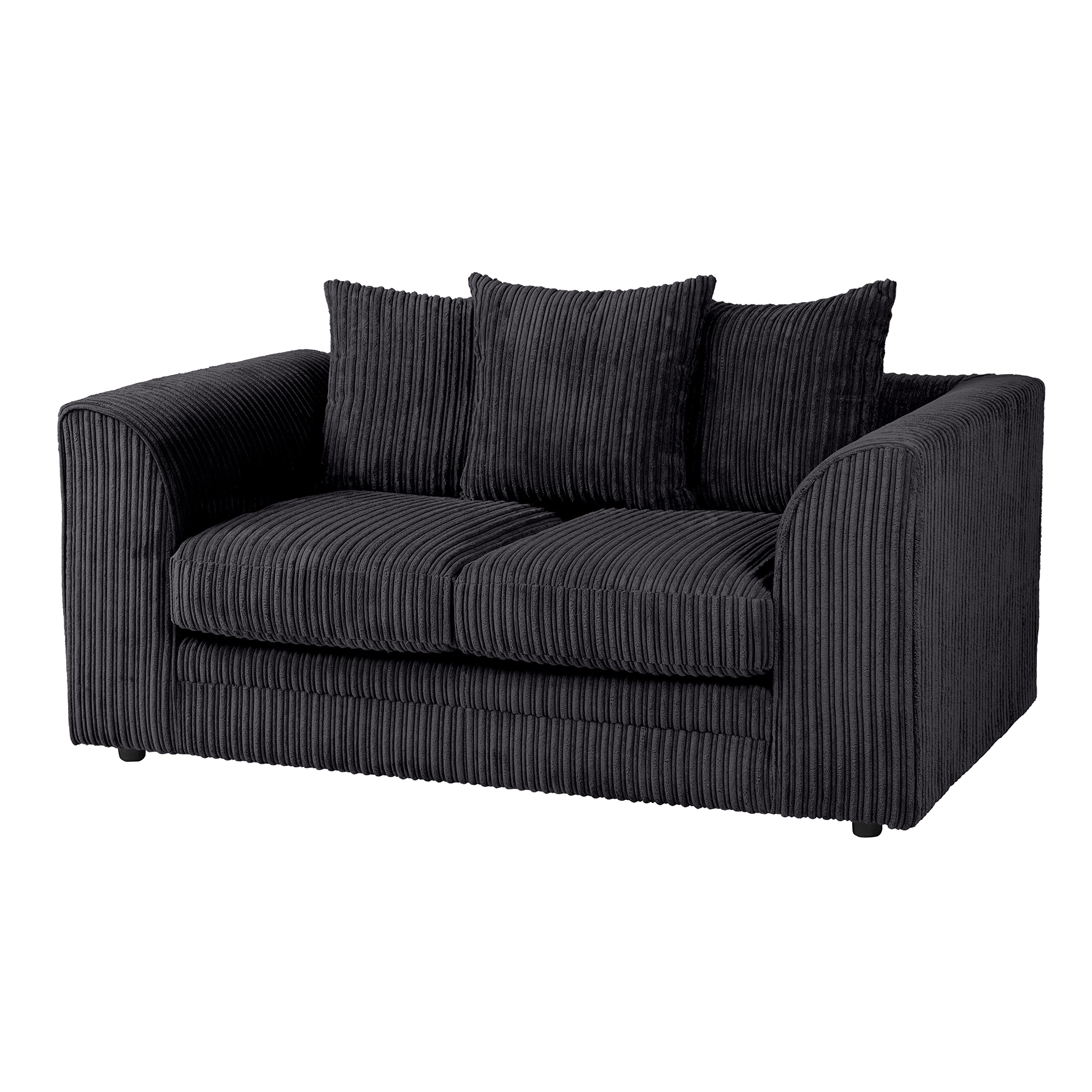 Dylan Jumbo Cord 3+2 Seater Fabric Sofa in Black Dylan Jumbo Cord 3+2 Seater Fabric Sofa in Black - Image 3