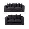 Dylan Jumbo Cord 3+2 Seater Fabric Sofa in Black