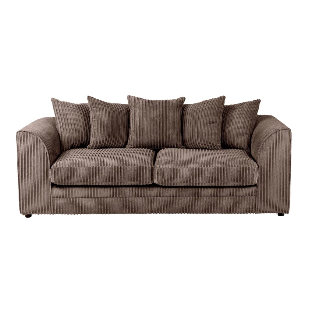 Dylan Jumbo Cord 3+2 Seater Fabric Sofa in Chocolate