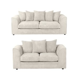 Dylan Jumbo Cord 3+2 Seater Fabric Sofa in Cream