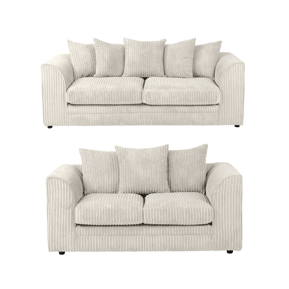 Dylan Jumbo Cord 3+2 Seater Fabric Sofa in Cream Dylan Jumbo Cord 3+2 Seater Fabric Sofa in Cream