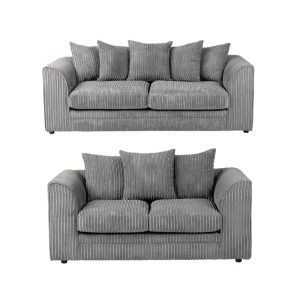 Dylan Jumbo Cord 3+2 Seater Fabric Sofa in Grey
