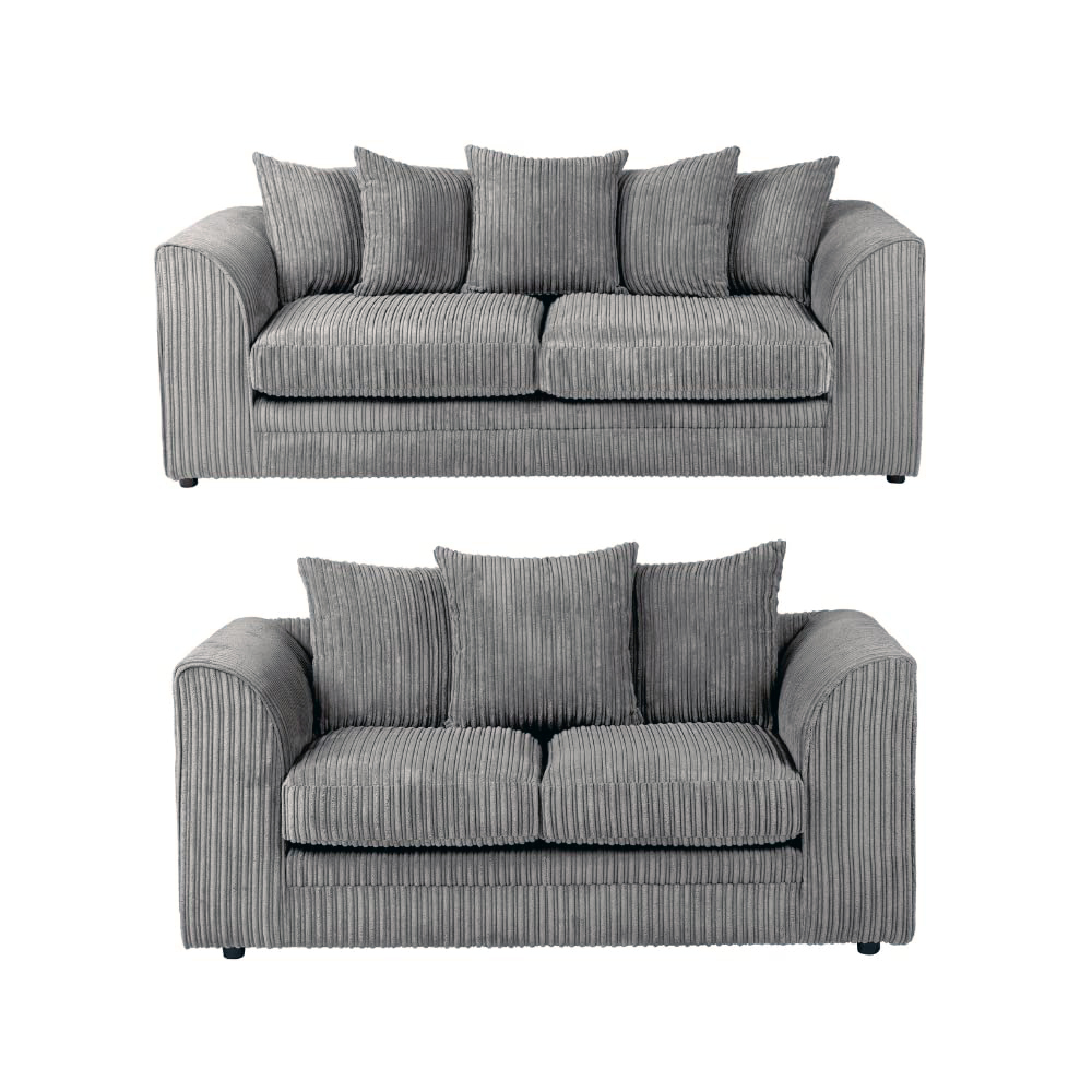 Dylan Jumbo Cord 3+2 Seater Fabric Sofa in Grey Dylan Jumbo Cord 3+2 Seater Fabric Sofa in Grey
