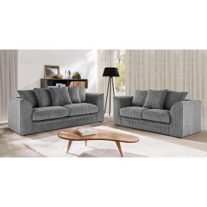 Dylan Jumbo Cord 3+2 Seater Fabric Sofa in Grey Dylan Jumbo Cord 3+2 Seater Fabric Sofa in Grey - Image 3