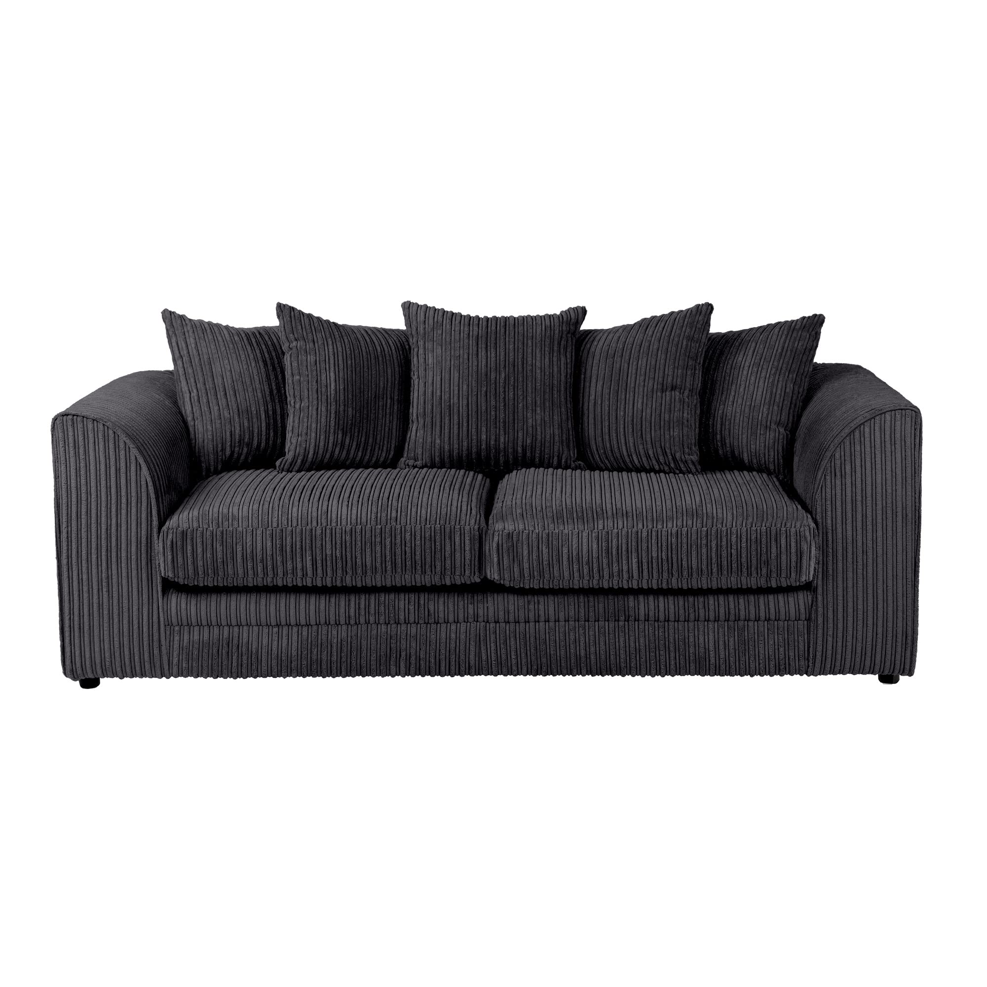 Dylan Jumbo Cord 3+2 Seater Fabric Sofa in Black Dylan Jumbo Cord 3+2 Seater Fabric Sofa in Black - Image 8